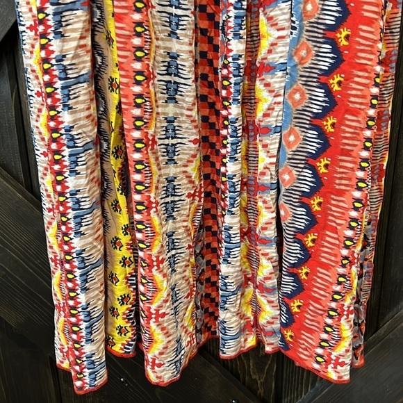 Easel Pleated Maxi Dress L Colorful Boho Ruffle Sleeveless Flowy Spring Summer - Picture 5 of 12